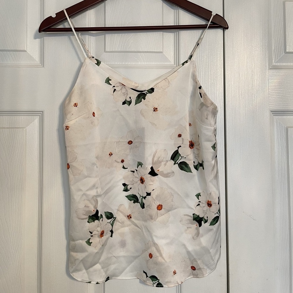 NEW Dynamite, White Floral Satin Slip Cami -Size S
